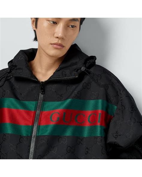 gucci original gg ns nylon chateau|GG nylon jacquard jacket in black .